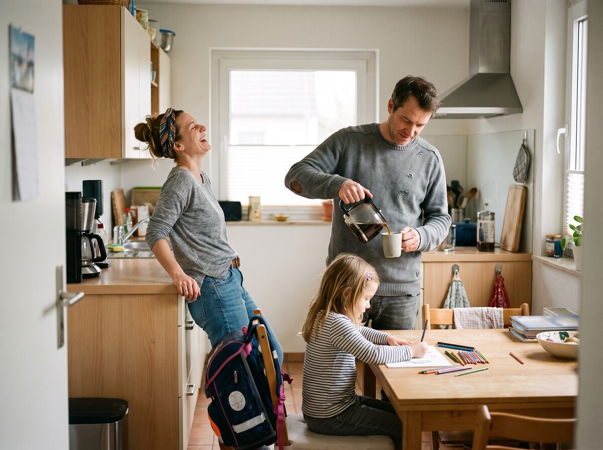 Symbolbild: Familie am Morgen in der Küche